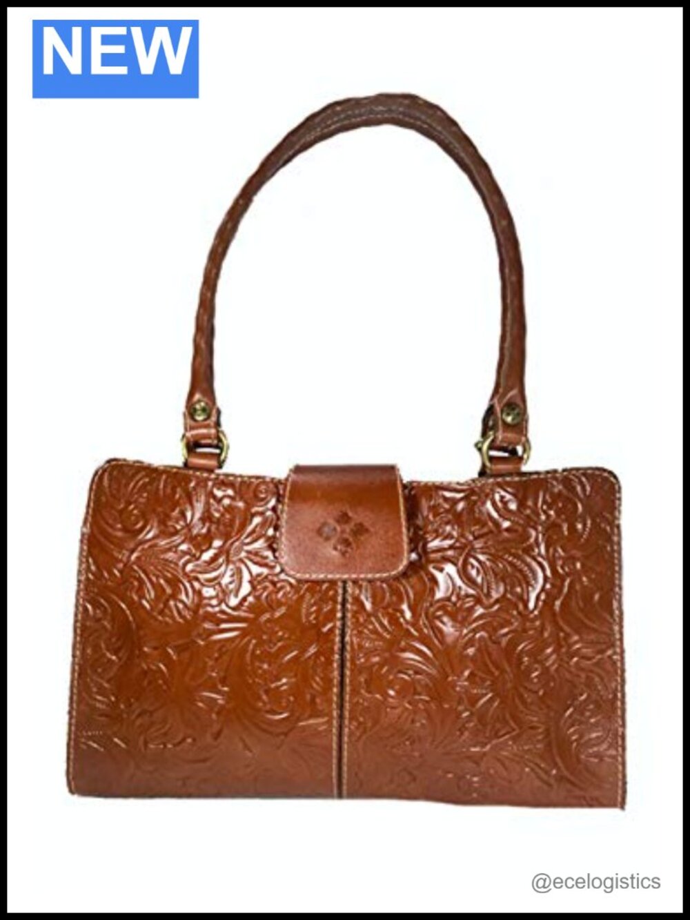 Vintage Italian Leather Satchel Shoulder Bag Double Rope Handles